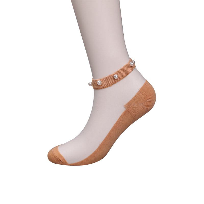 Kaus Kaki Perahu Wanita Bawah Katun Sutra Transparan Nilon Modis Kaus Kaki Perahu Wanita Sutra Kristal Kaca Mutiara Atas WSD1288