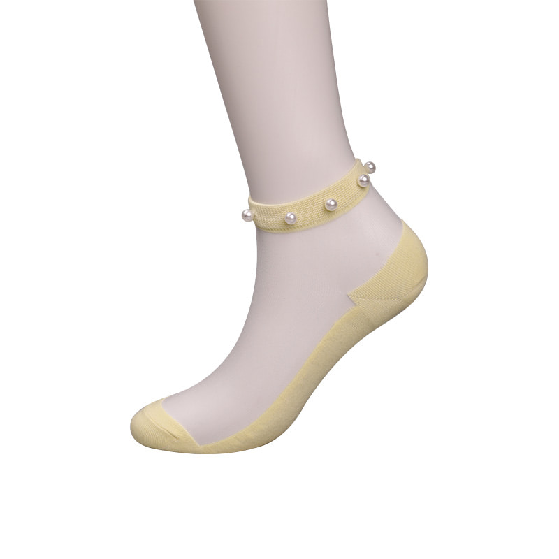 Kaus Kaki Perahu Wanita Bawah Katun Sutra Transparan Nilon Modis Kaus Kaki Perahu Wanita Sutra Kristal Kaca Mutiara Atas WSD1288