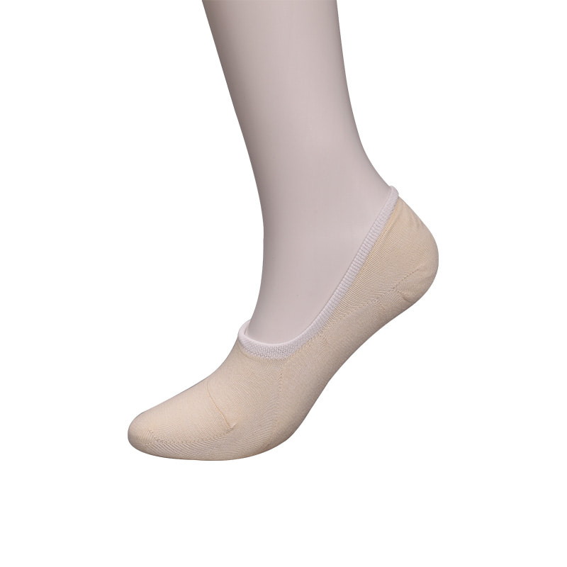 Kaus kaki wanita berbahan katun, jaring, jahitan tangan tak kasat mata berwarna alami WSD1401