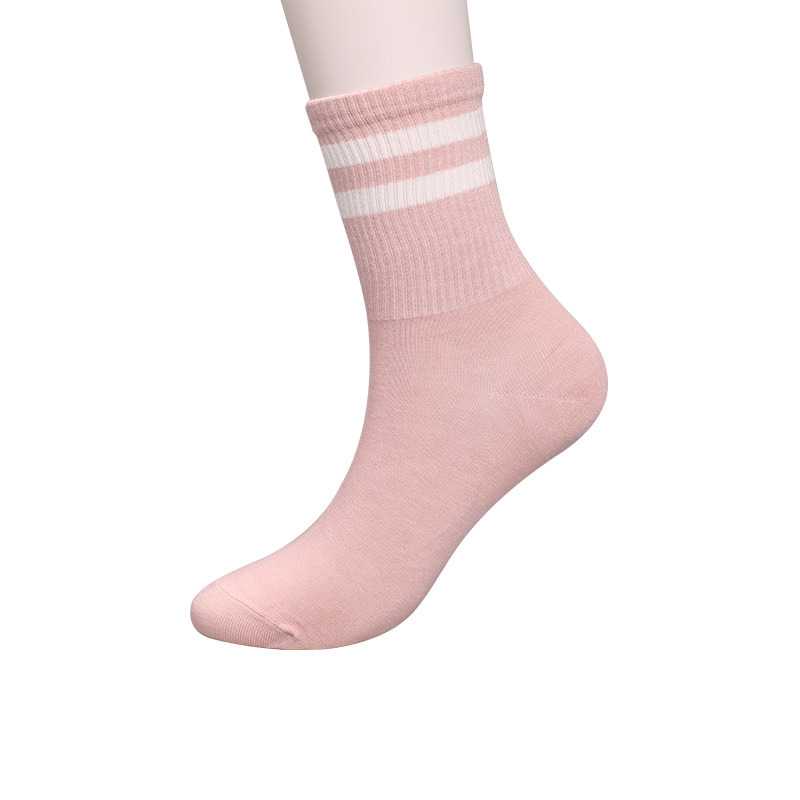 Nilon sutra pintal lembut dilapisi dengan amonia 2 strip horizontal dan kaus kaki wanita jahitan tangan yang diperkuat WSD1536