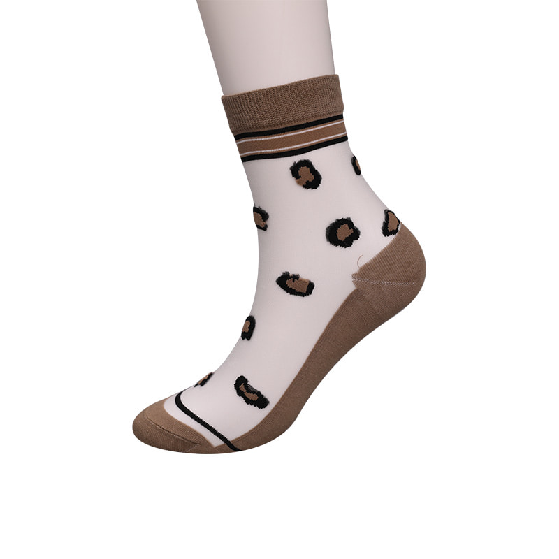 Kaus Kaki Wanita Sol Katun Sutra Nilon Transparan Modis Kaus Kaki Wanita Sutra Transparan Bunga Pola Macan Tutul Kaus Kaki Wanita Sutra Kristal WSD1939