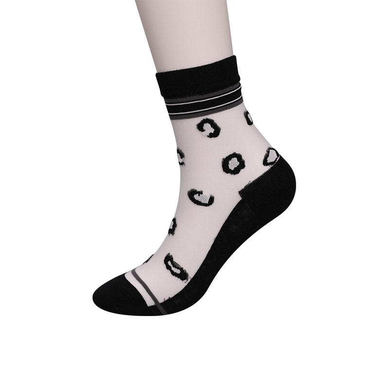 Kaus Kaki Wanita Sol Katun Sutra Nilon Transparan Modis Kaus Kaki Wanita Sutra Transparan Bunga Pola Macan Tutul Kaus Kaki Wanita Sutra Kristal WSD1939