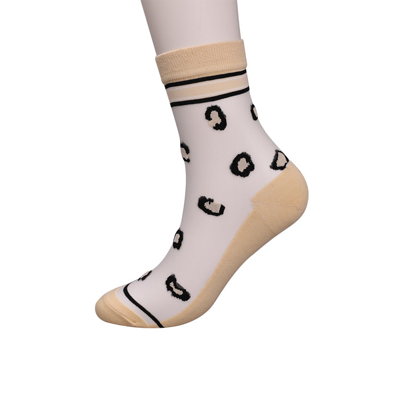 Kaus Kaki Wanita Sol Katun Sutra Nilon Transparan Modis Kaus Kaki Wanita Sutra Transparan Bunga Pola Macan Tutul Kaus Kaki Wanita Sutra Kristal WSD1939