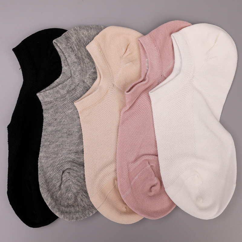 Kaus kaki wanita setengah jaring polos berbahan katun combed, nilon, dan spandeks ultra-tipis yang dijahit dengan tangan WSD1673