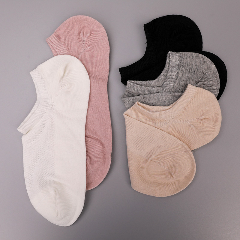 Kaus kaki wanita setengah jaring polos berbahan katun combed, nilon, dan spandeks ultra-tipis yang dijahit dengan tangan WSD1673