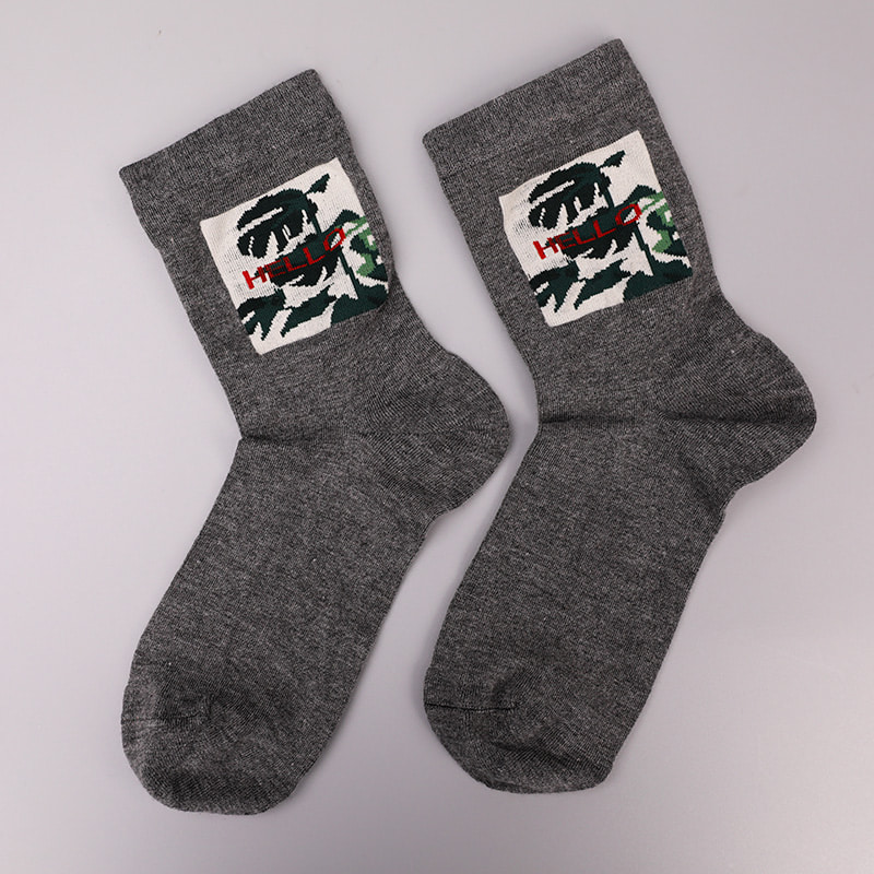 Kaus Kaki Pria Musim Gugur dan Musim Dingin Jahitan Tangan Jacquard Cetak 3D Imitasi Spandeks Dibungkus Nilon Sutra Putar Lembut WSD2850