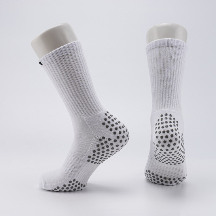 Logo Kustom Grip Sock Anti Slip Silicone Cotton Terry Sport Socks Football Untuk Pria